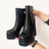 GOGD-2022-New-Ankle-Boots-Women-Quality-Platform-Boots-Female-Fashion-Short-Boot-Black-Chunky-High-4 New Ankle Boots Women Quality Platform Boots Female Fashion Short Boot Black Chunky High Heel Women Shoes