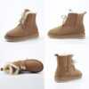 H18791c9a640946e09a998ec78fdc868bI Sheepskin Suede Leather Women Casual Short Winter Snow Boots Natural Sheep Wool Fur Lined Warm Shoes Waterproof
