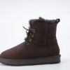 H69f71cc7870d46e2bcb0bf798dd354ebR Sheepskin Suede Leather Women Casual Short Winter Snow Boots Natural Sheep Wool Fur Lined Warm Shoes Waterproof
