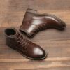 H77c9feeb87814ff0b295f217c6871585e Natural Cow Leather Men Boots Top Quality Handmade Retro Men Boots Genuine Leather Men Boots