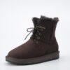 Haa0f87baa9104f3eacb718c71e513ff1I Sheepskin Suede Leather Women Casual Short Winter Snow Boots Natural Sheep Wool Fur Lined Warm Shoes Waterproof