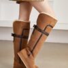 Hb280d505938e48709b8d94d1d82c4fa27 Sheepskin Suede Leather Natural Sheep Wool Fur Lined Women Long Casual Winter Snow Boots High Warm Shoes
