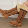 Sheepskin Suede Leather Natural Sheep Wool Fur Lined Women Long Casual Winter Snow Boots High Warm Shoes Sheepskin Suede Leather Natural Sheep Wool Fur Lined Women Long Casual Winter Snow Boots High Warm Shoes