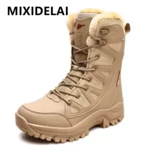 New-Warm-Plush-Snow-Boots-Men-Lace-Up-Casual-High-Top-Men-s-Boots-Waterproof-Winter New Warm Plush Snow Boots Men Lace Up Casual High Top Men's Boots Waterproof Winter Boots Anti-Slip Ankle Boots Army Work Boots