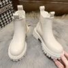 S18ce7f41a2a34989bcd8a20e80a1cf19D Autumn Winter Chelsea Boots Women 2022 Fashion Brown Black Beige White Ankle Boots For Women Fur Short Chunky Punk Gothic Shoes
