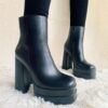 S832d5be99c5a46158fb813901e38fa54U New Ankle Boots Women Quality Platform Boots Female Fashion Short Boot Black Chunky High Heel Women Shoes