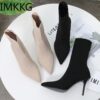 Sexy-Sock-Boots-Knitting-Stretch-Boots-High-Heels-for-Women-Fashion-Shoes-2021-Spring-Autumn-Ankle-3 Sexy Sock Boots Knitting Stretch Boots High Heels for Women Fashion Shoes 2021 Spring Autumn Ankle Boots Female Size 42