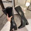 Slim-Woman-Knight-Knee-high-Boots-Square-6CM-Heel-Ladies-Zippers-Fashion-Soft-Leather-Winter-Long-3 Slim Woman Knight Knee-high Boots Square 6CM Heel Ladies Zippers Fashion Soft Leather Winter Long Boots 2022 Shoes For Women