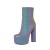 Fashion-Square-Toe-Women-Boots-Platform-Chunky-High-Cylinder-Heel-Side-Zipper-Ankle-Boots-Woman-Party Fashion Square Toe Women Boots Platform Chunky High Cylinder Heel Side Zipper Ankle Boots