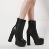 Fashion-Square-Toe-Women-Boots-Platform-Chunky-High-Cylinder-Heel-Side-Zipper-Ankle-Boots-Woman-Party-3 Fashion Square Toe Women Boots Platform Chunky High Cylinder Heel Side Zipper Ankle Boots Woman Party Dress Shoes