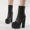 Fashion-Square-Toe-Women-Boots-Platform-Chunky-High-Cylinder-Heel-Side-Zipper-Ankle-Boots-Woman-Party-5 Fashion Square Toe Women Boots Platform Chunky High Cylinder Heel Side Zipper Ankle Boots Woman Party Dress Shoes