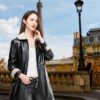 Sf226f5b92e2f4255a9dfea3dd871bfb7Y Elegant Fur Fleece PU Leather Jacket Coat Cloth Women Winter Out Wear Long Lady Overcoat Casual Girl Warm Clothing Outfits Red