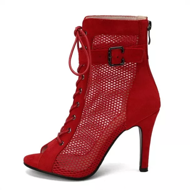 Peep Toe Summer Shoes Woman Sandals Sexy Hollow Gladiator Ankle Boots Lace-up High Heels Jazz Dance Shoes Female Large Size