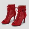 Peep Toe Summer Shoes Woman Sandals Sexy Hollow Gladiator Ankle Boots Lace-up High Heels Jazz Dance Shoes Female Large Size