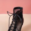 S030e4752de334cdfa2077ca9612d305ed Sandals Hollow Mesh Heels women's Shoes Summer 2023 Trend Black Lace-Up Sexy Peep Toe Boots Stilettos Jazz Dance Female Shoes