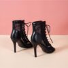 S34fa1dfec0af4d87a6d8af6a41c1f3e9i Sandals Hollow Mesh Heels women's Shoes Summer 2023 Trend Black Lace-Up Sexy Peep Toe Boots Stilettos Jazz Dance Female Shoes