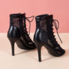 Sandals-Hollow-Mesh-Heels-women-s-Shoes-Summer-2022-Trend-Black-Lace-Up-Sexy-Peep-Toe-3 Sandals Hollow Mesh Heels women's Shoes Summer 2023 Trend Black Lace-Up Sexy Peep Toe Boots Stilettos Jazz Dance Female Shoes