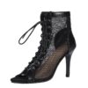 Sandals-Hollow-Mesh-Heels-women-s-Shoes-Summer-2022-Trend-Black-Lace-Up-Sexy-Peep-Toe-4 Sandals Hollow Mesh Heels women's Shoes Summer 2023 Trend Black Lace-Up Sexy Peep Toe Boots Stilettos Jazz Dance Female Shoes
