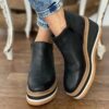 Zipper-Wedges-Women-s-Ankle-Boots-Round-Toe-Ladies-Modern-Boots-PU-Leather-Solid-Color-Sewing Zipper Wedges Women's Ankle Boots Round Toe Ladies Modern Boots PU Leather Solid Color Sewing Female Casual Shoes women