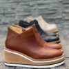 Zipper-Wedges-Women-s-Ankle-Boots-Round-Toe-Ladies-Modern-Boots-PU-Leather-Solid-Color-Sewing-2 Zipper Wedges Women's Ankle Boots Round Toe Ladies Modern Boots PU Leather Solid Color Sewing Female Casual Shoes women