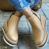 Zipper-Wedges-Women-s-Ankle-Boots-Round-Toe-Ladies-Modern-Boots-PU-Leather-Solid-Color-Sewing-4 Zipper Wedges Women's Ankle Boots Round Toe Ladies Modern Boots PU Leather Solid Color Sewing Female Casual Shoes women