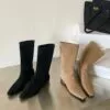 Boots-Women-2022-New-Western-Cowboy-Boots-Fashion-Slip-on-Flat-Knight-Boots-Casual-Women-Shoes-1 Boots Women 2022 New Western Cowboy Boots Fashion Slip on Flat Knight Boots Casual Women Shoes Ladies Mid Calf Boots Bottines