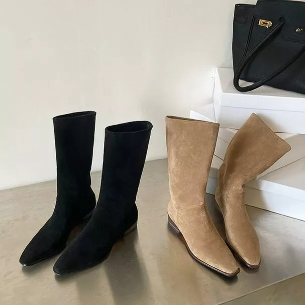 Boots-Women-2022-New-Western-Cowboy-Boots-Fashion-Slip-on-Flat-Knight-Boots-Casual-Women-Shoes-1 Boots Women 2022 New Western Cowboy Boots Fashion Slip on Flat Knight Boots Casual Women Shoes Ladies Mid Calf Boots Bottines
