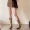 Boots-Women-2022-New-Western-Cowboy-Boots-Fashion-Slip-on-Flat-Knight-Boots-Casual-Women-Shoes-2 Boots Women 2022 New Western Cowboy Boots Fashion Slip on Flat Knight Boots Casual Women Shoes Ladies Mid Calf Boots Bottines