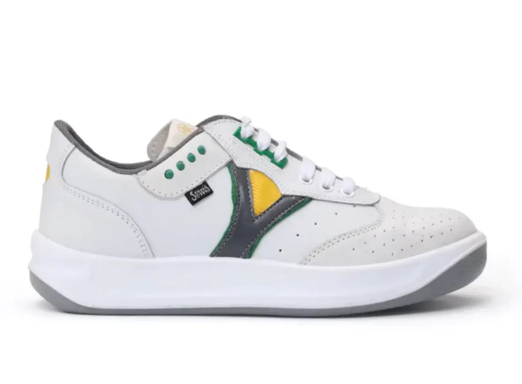 Servis Cheetah Low top trainers White yellow green shoes afghani tali style