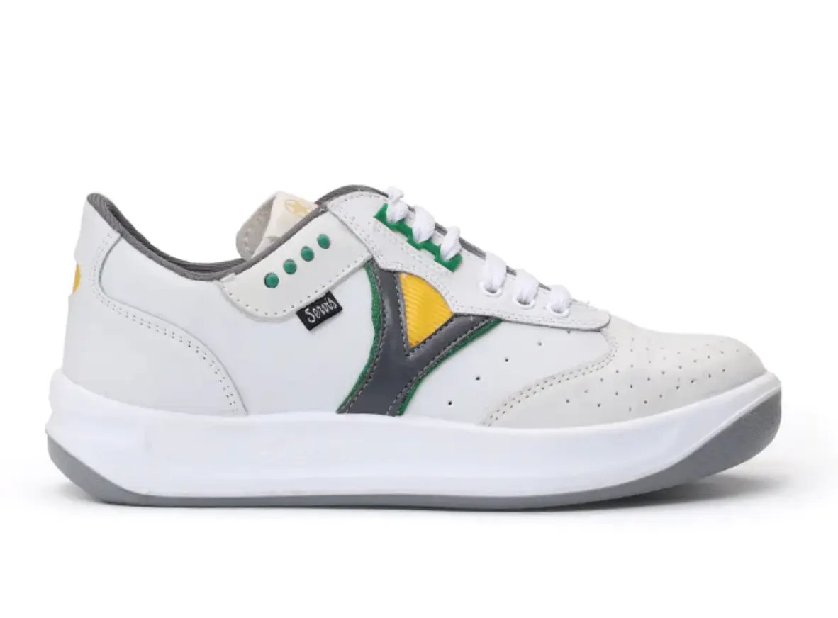 Servis Cheetah Low top trainers White yellow green shoes afghani tali style