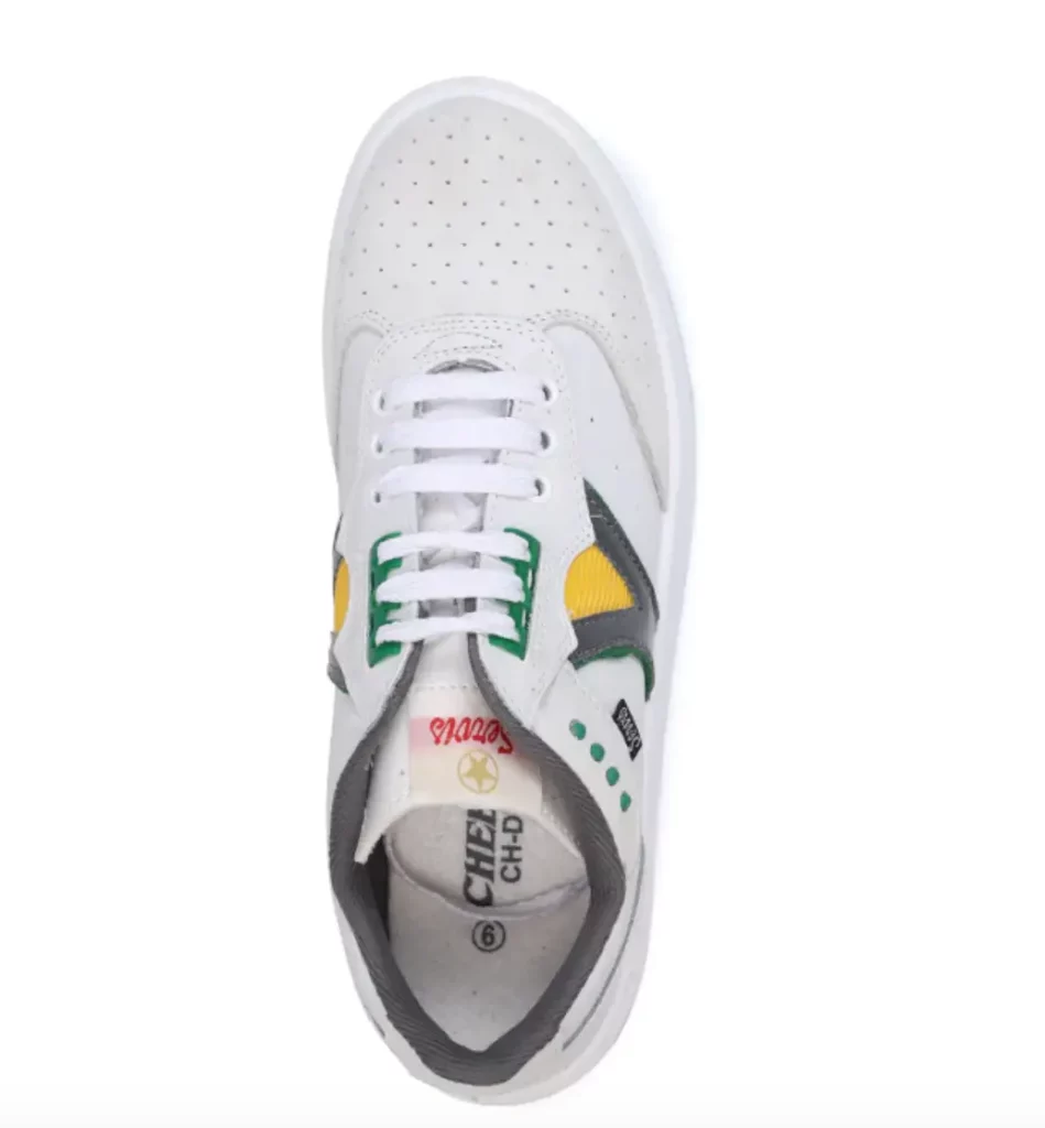 Servis Cheetah Low top trainers White yellow green shoes afghani tali style