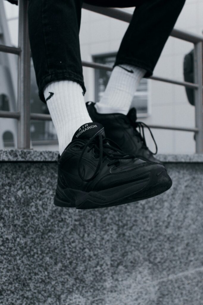Chunky high-end designer sneakers with oversized sole and bold streetwear aesthetic